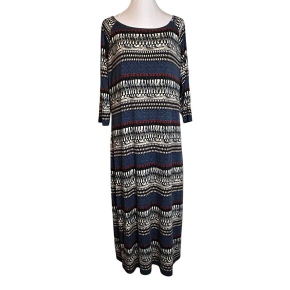Monroe & Main Dress Womens Size L Blue Red Black Soft Stretchy Knit Sheath Y2K - Picture 1 of 10